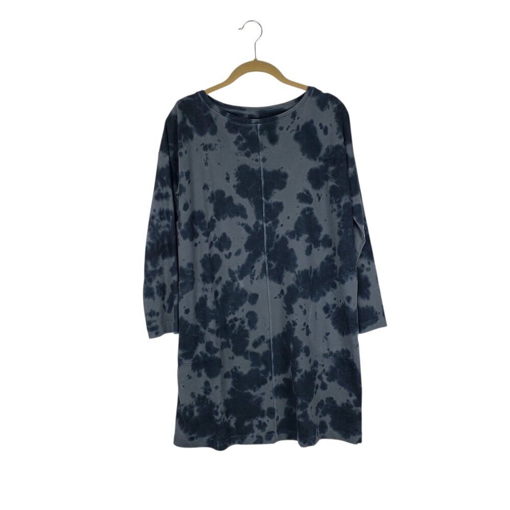 Pure Jill Cloud Tie-Dyed Knit Dress Long Sleeve Blue Gray Size Small Petite